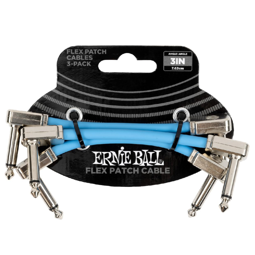 ERNIE BALL P06459 Flex Patch 3in- Cable -Blue 3 Pack