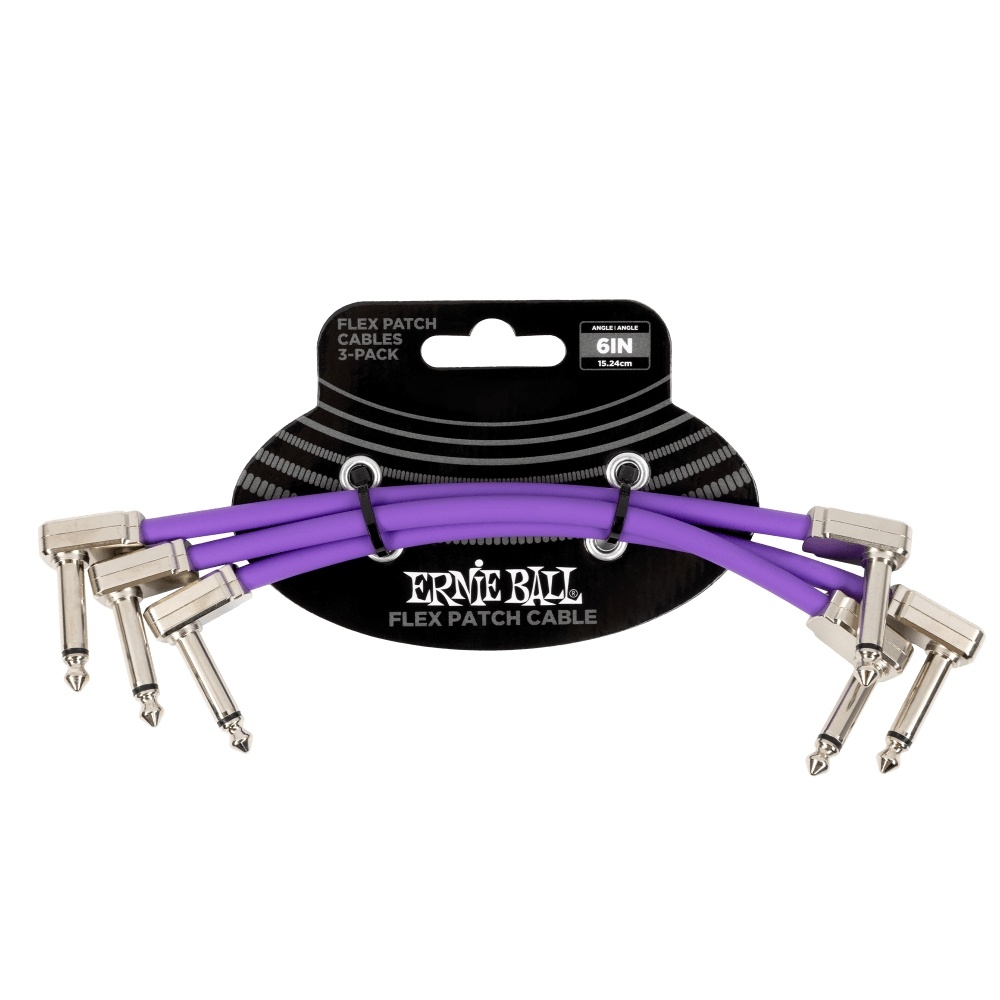 ERNIE BALL P06452 Flex Patch 6in- Cable -Purple 3 Pack