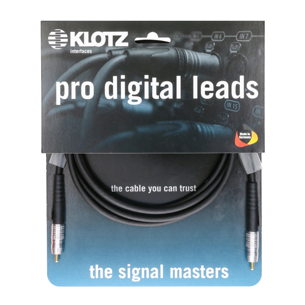 Klotz D7-SPDIF Pro Dijital Lead 75 Ohm SPDIF / Coaxial RCA Ses Kablosu Siyah 2m