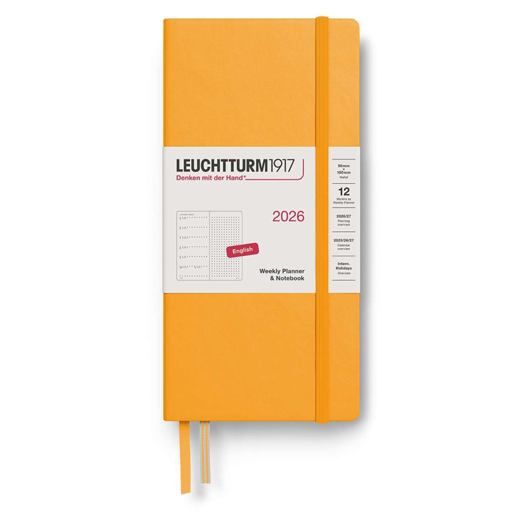 LEUCHTTURM 1917 Haftalık Planner & Ajanda Defter Noktalı Wallet (B6+ x A6) 2026, Gündoğumu Sarı, İngilizce