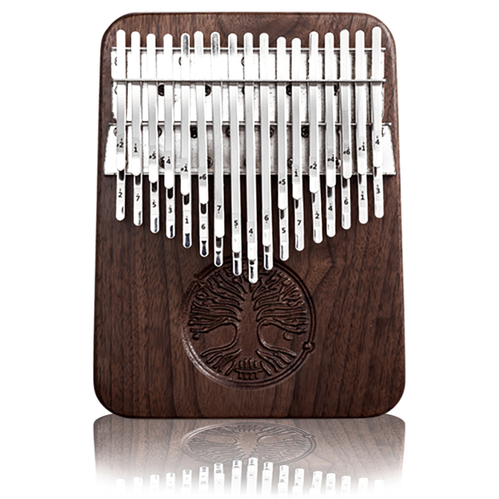 YOGIXO Kalimba 34 Notalı - Oyma Hayat Ağacı Desenli - Black Walnut Profesyonel