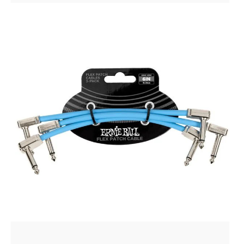 ERNIE BALL P06460 Flex Patch 6in- Cable -Blue 3 Pack