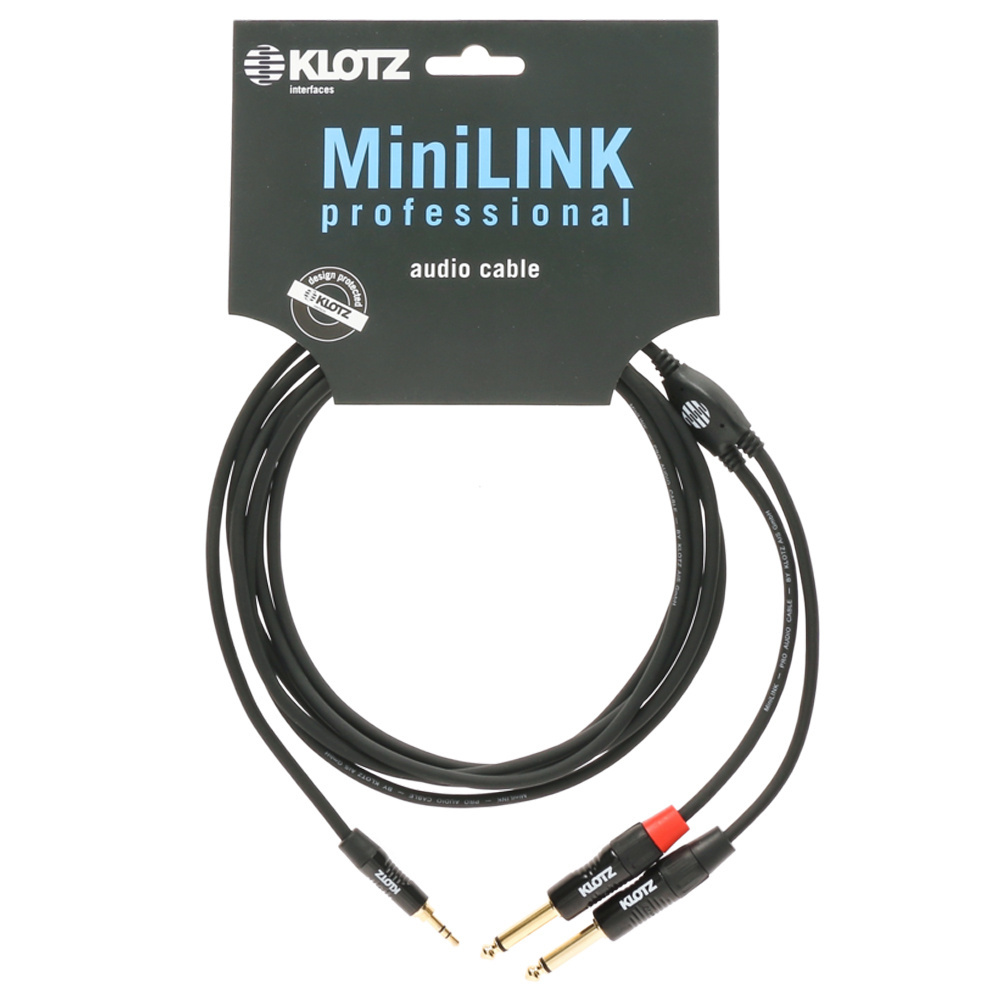 KLOTZ Pro Altın Uçlu Mini TRS Jack - 2x TS 3mt Siyah Y-Kablo