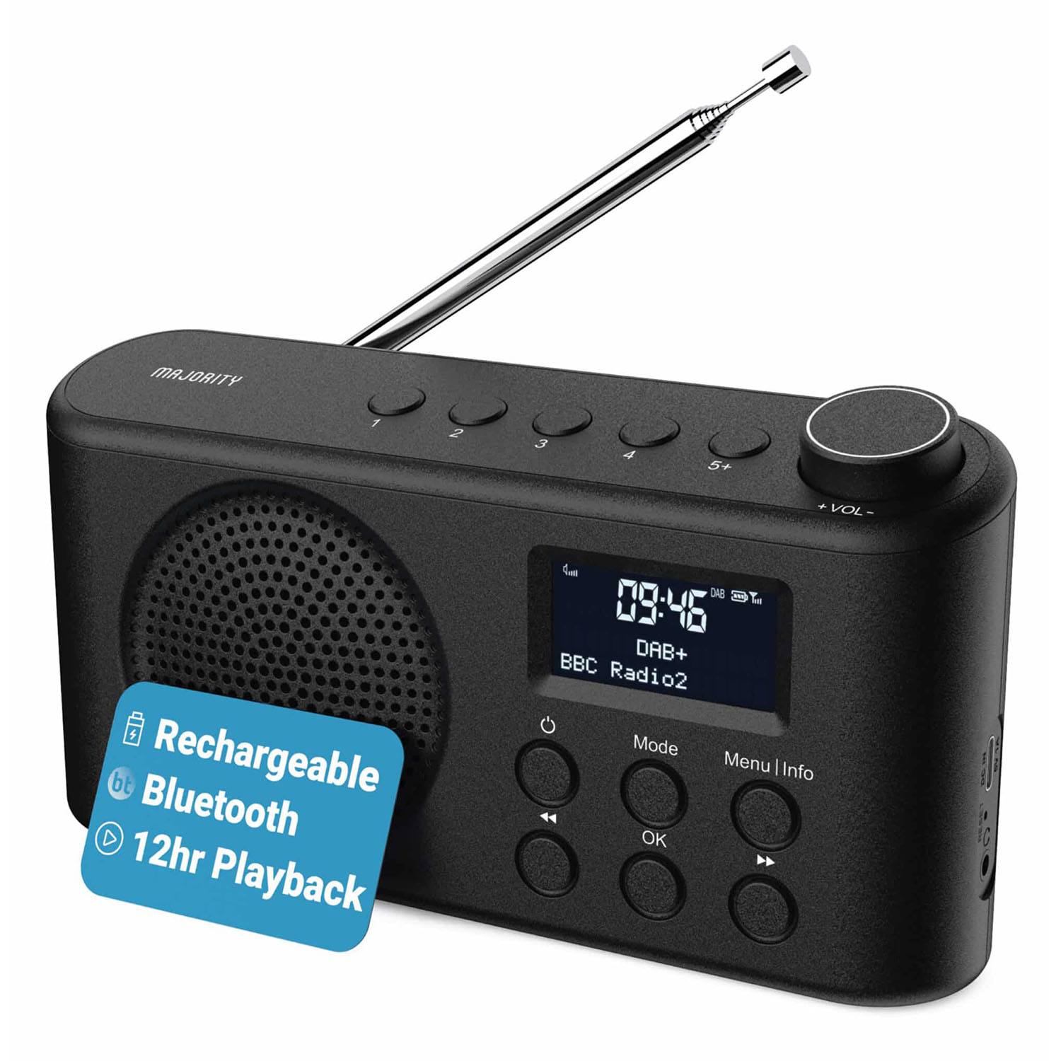 MAJORITY Orwell Saat Radyo Bluetooth Hoparlör