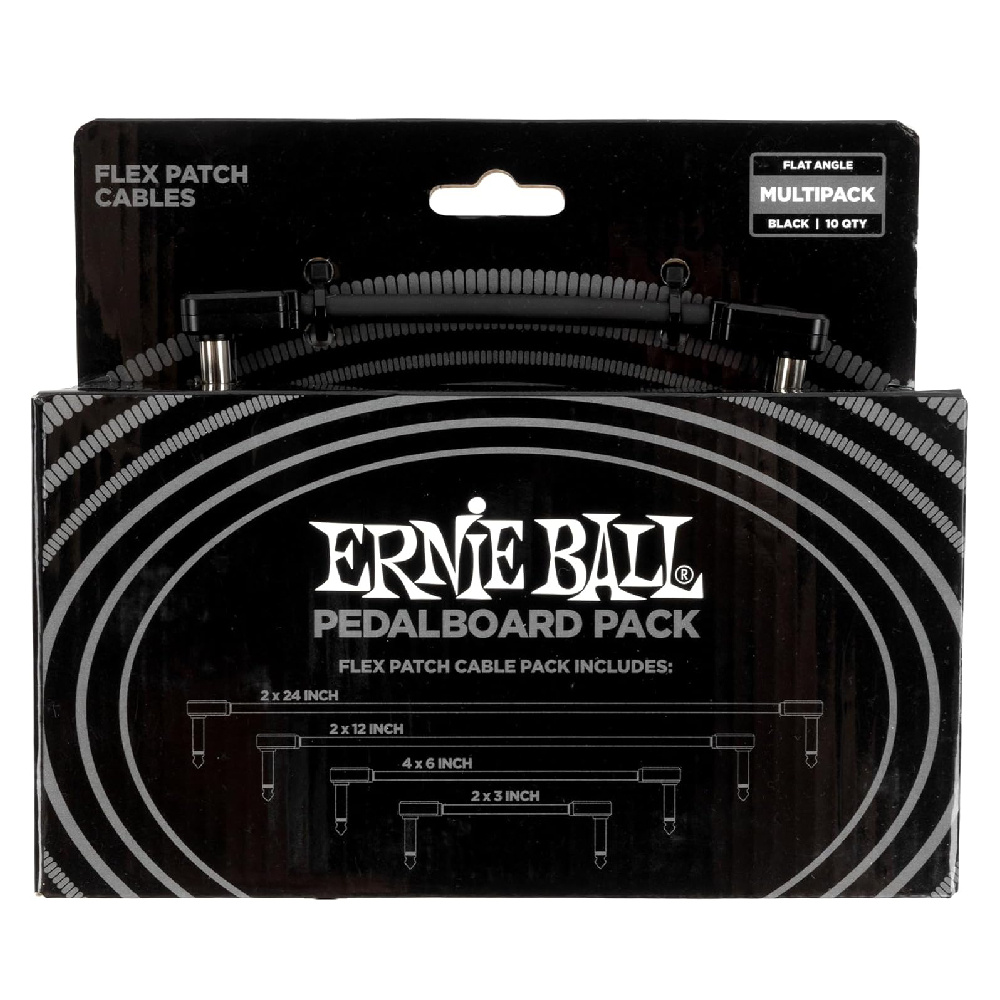 ERNIE BALL P06462 Flex Patch Cables Pedalboard Multi-Pack - Black