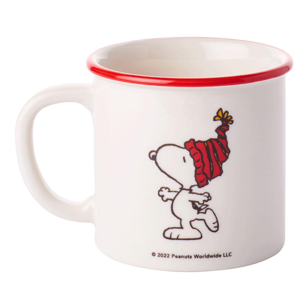 CAN DÜKKAN Kırmızı Kenarlı Porselen - Snoopy Dans Kupa