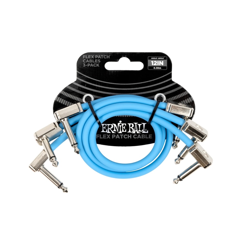 ERNIE BALL P06461 Flex Patch 12in- Cable -Blue 3 Pack