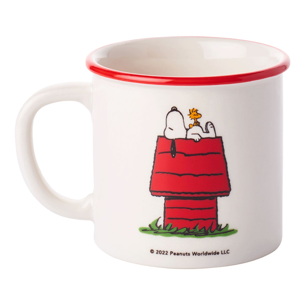 CAN DÜKKAN Kırmızı Kenarlı Porselen - Snoopy Kulübe Kupa