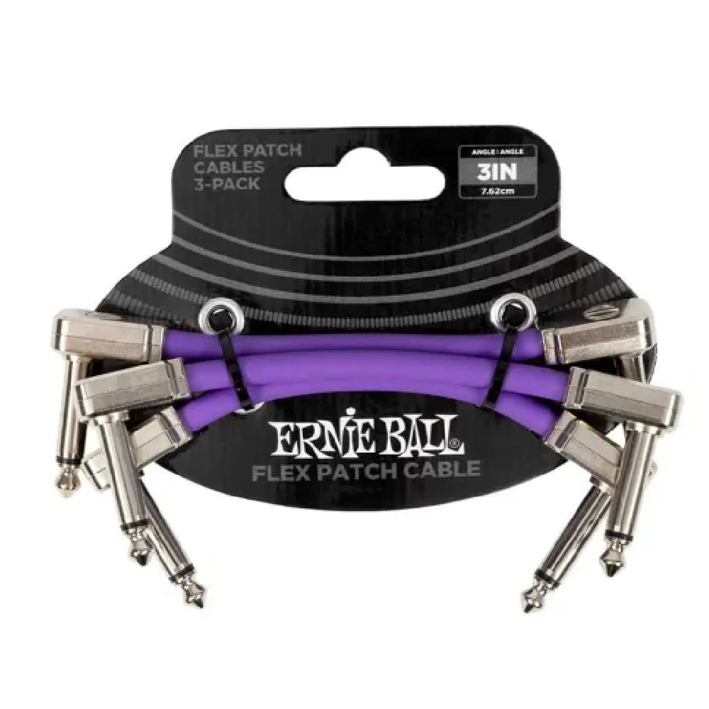 ERNIE BALL P06451 Flex Patch 3in- Cable -Purple 3 Pack