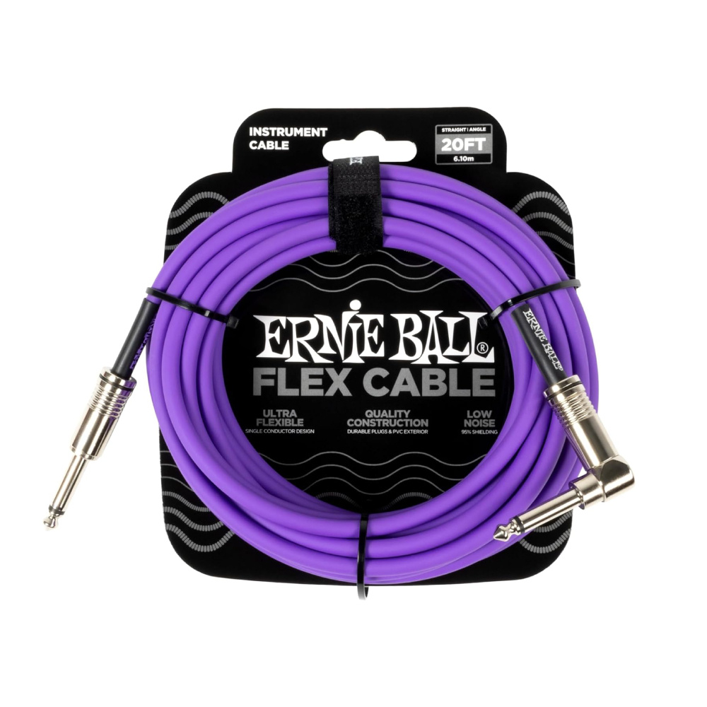 ERNIE BALL Enstrüman Kablosu Esnek Düz Açılı 20Ft - Purple