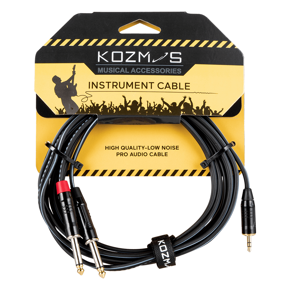 Kozmos KCL-333-3M Stereo 3,5mm - 2 x 6,35mm Mono 3mt Kablo