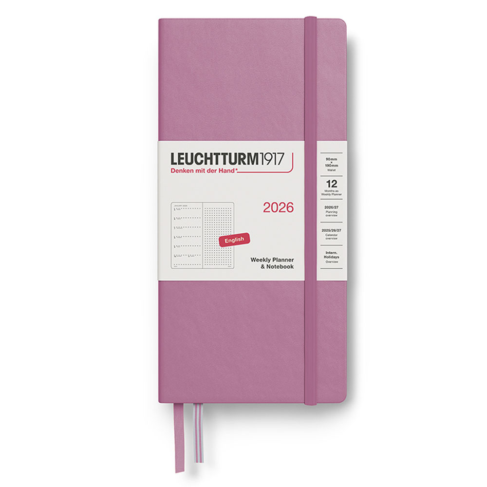 LEUCHTTURM 1917 Haftalık Planner & Ajanda Defter Noktalı Wallet (B6+ x A6) 2026, Tozlu Gül, İngilizce