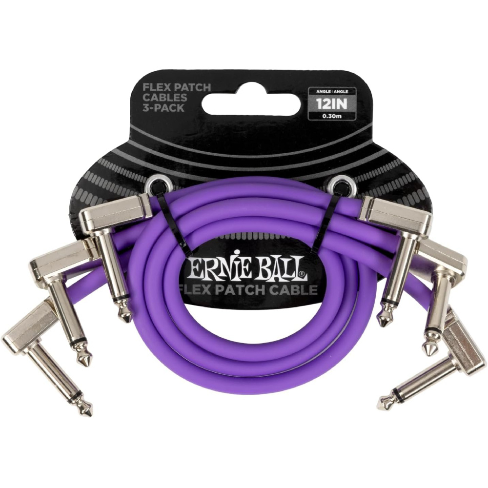 ERNIE BALL P06453 Flex Patch 12in- Cable -Purple 3 Pack