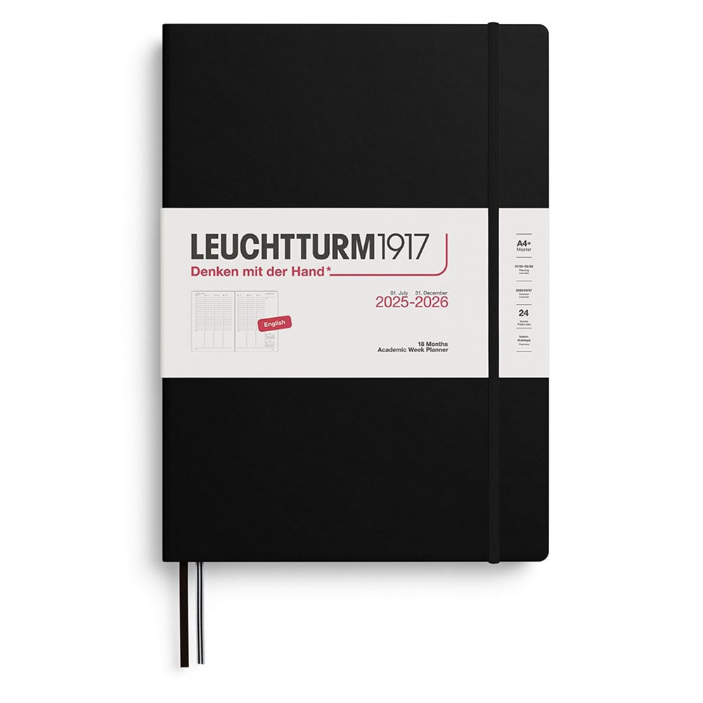 LEUCHTTURM Master Boy (A4+) Akademik 18 Aylık Hafta Ajandası 2026 Sert Kapak, İngilizce, Siyah