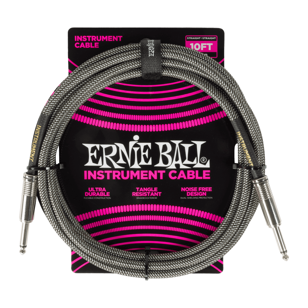 Ernie Ball 10ft. Braided Silver Fox Enstrüman Kablosu