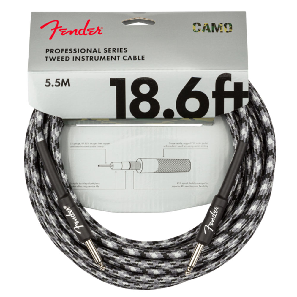 Fender Professional Series Cable Straight/Straight 18.6' Winter Camo Kablo