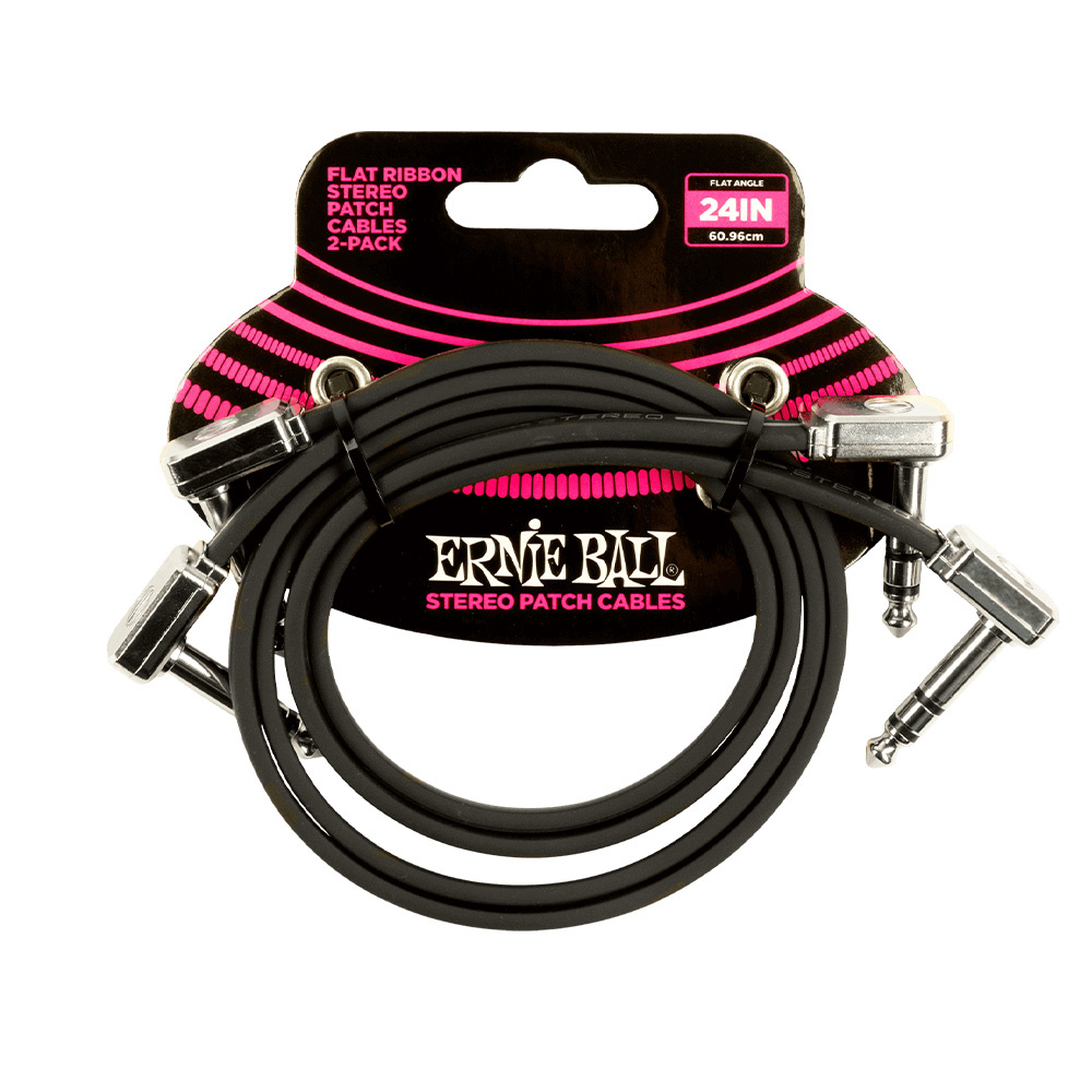 ERNIE BALL 24 Flat Ribbon Stereo Patch 60cm 2li Paket Siyah Kablo