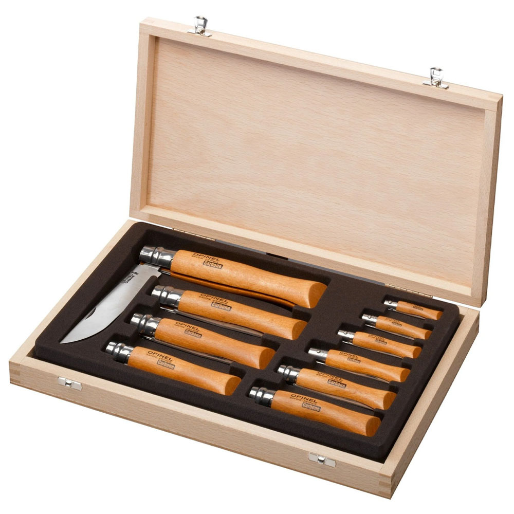 OPINEL Ahşap Kutulu 10'lu Karbon Çelik Çakı Seti