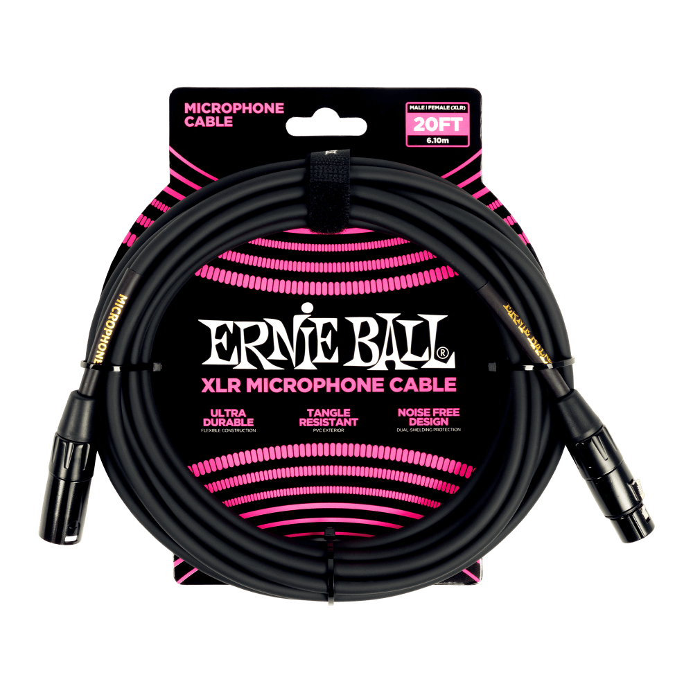 Ernie Ball P06388 20 ft / 6,5 m XLR(E)-XLR(D) Mikrofon Kablosu Siyah
