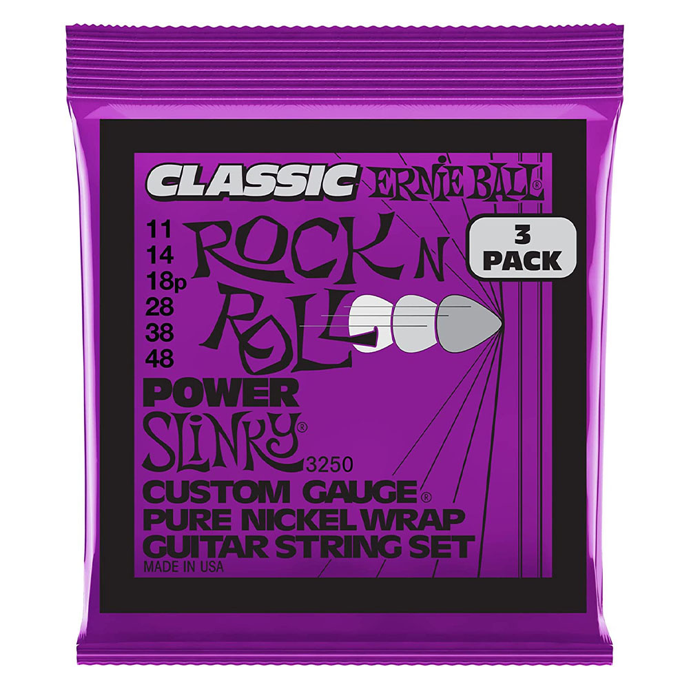 Ernie Ball P03250 Power Slinky 11-48 3lü Set Elektro Gitar Tel Seti