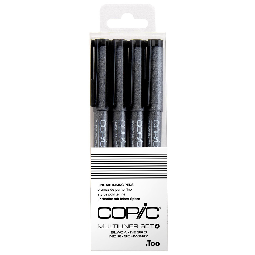 COPIC Multiliner Siyah 4'lü Kalem Seti (0,05, 0,1, 0,3, 0,5)