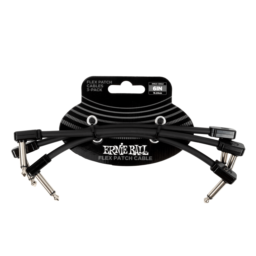 ERNIE BALL P06444 Flex Patch 6in- Cable -Black 3 Pack