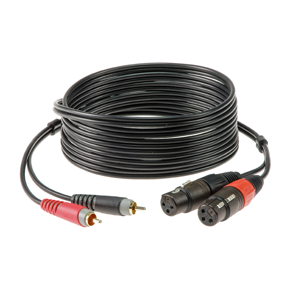 Klotz Twincable 2x RCA - 2x XLR Dişi 2mt Siyah İkili Kablo