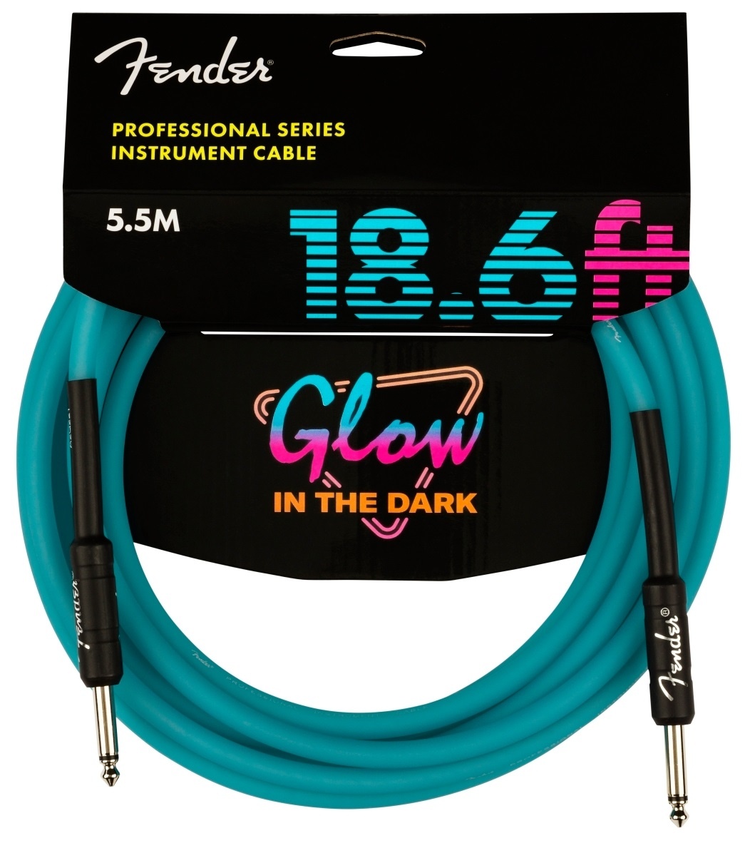 Fender Professional Glow in the Dark Cable 5.5 Metre Mavi Kablo