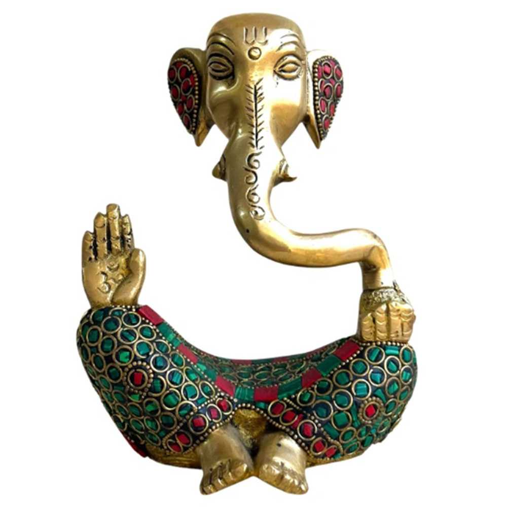 YOGIXO Oturan Ganesha Heykeli Pirinç Alaşım 14,5cm