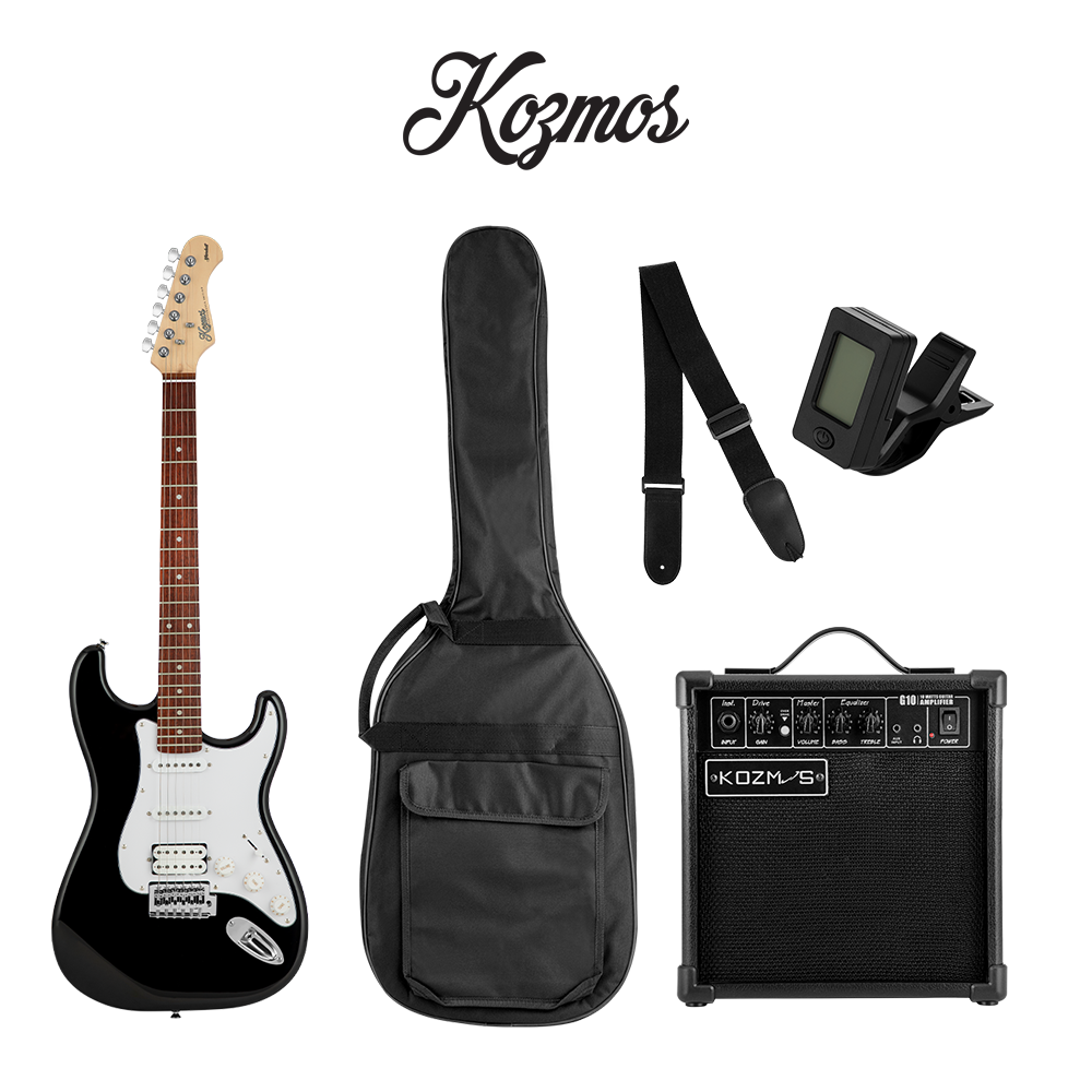 KOZMOS KGP-STG10HSS-BK Siyah Elektro Gitar + Kozmos 10W Amfi Başlangıç Paketi