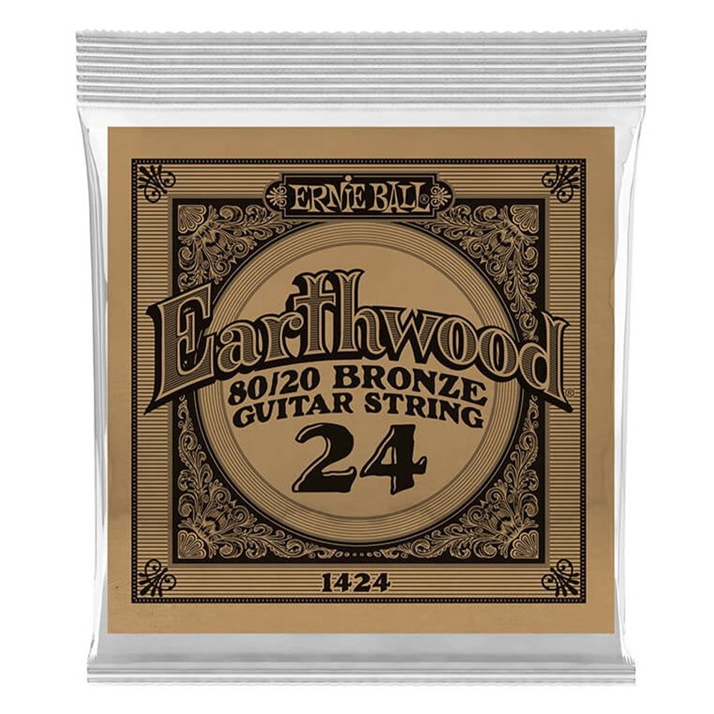 ERNIE BALL .024 Earthwood 80/20 Bronze Akustik Gitar Tek Tel