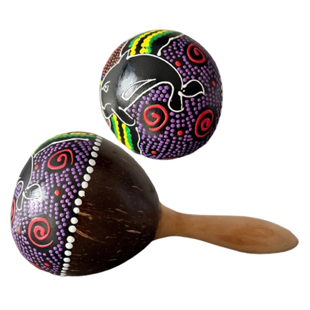 YOGIXO El İşlemeli Coconut Marakas Perküsyon - Büyük Yuvarlak