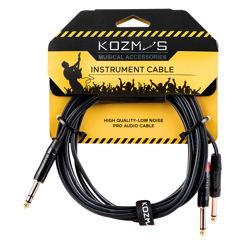 Kozmos KCL-317-3M Stereo TRS 6,35 - 2 x Mono TRS 6,35MM 3mt Kablo