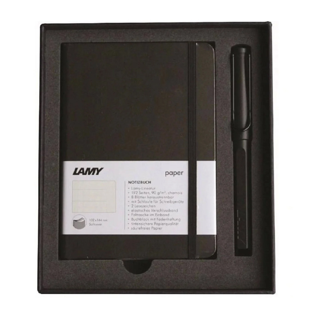 LAMY Safari Dolma Kalem Metal Klips M Uç Mat Siyah+Lamy Yumuşak Kapak Defter A6 Mat Siyah