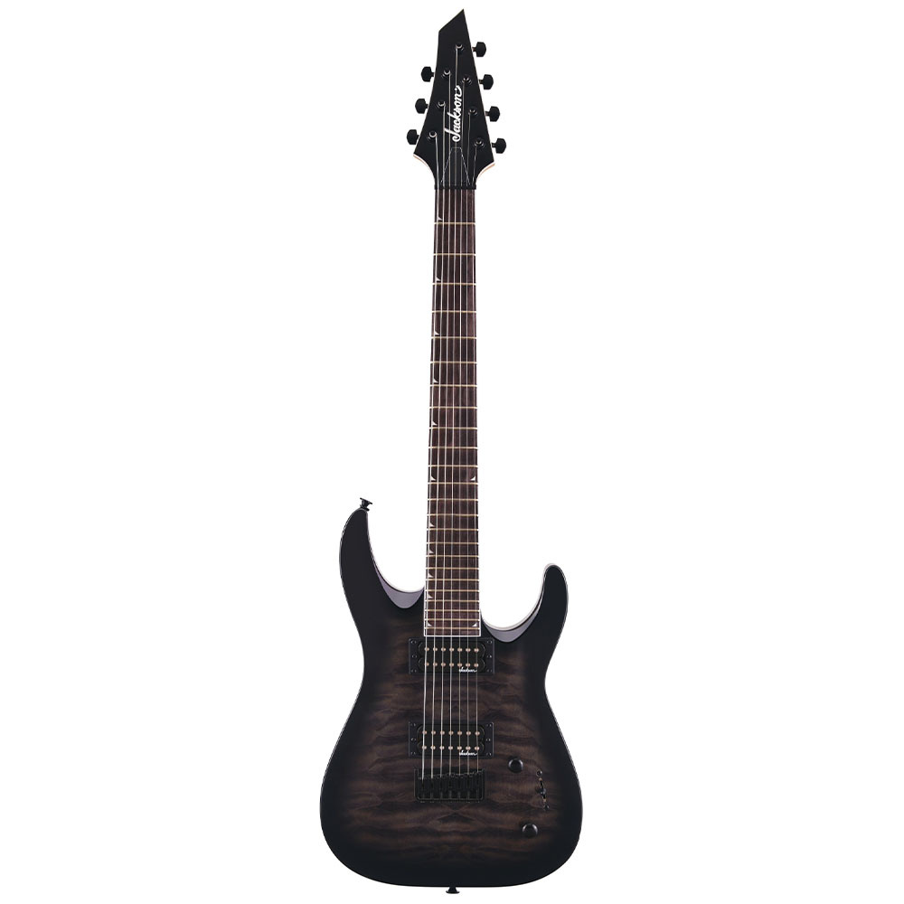Jackson JS22-7Q Dinky Arch Top Sabit Köprü Amaranth Klavye Black Burst 7 Telli Elektro Gitar