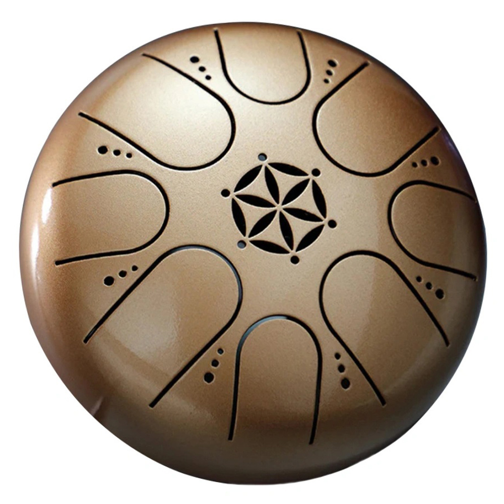YOGIXO Tongue Drum 8 Notalı 5″ Yaşam Çiçeği Desenli - Çantalı - Altın