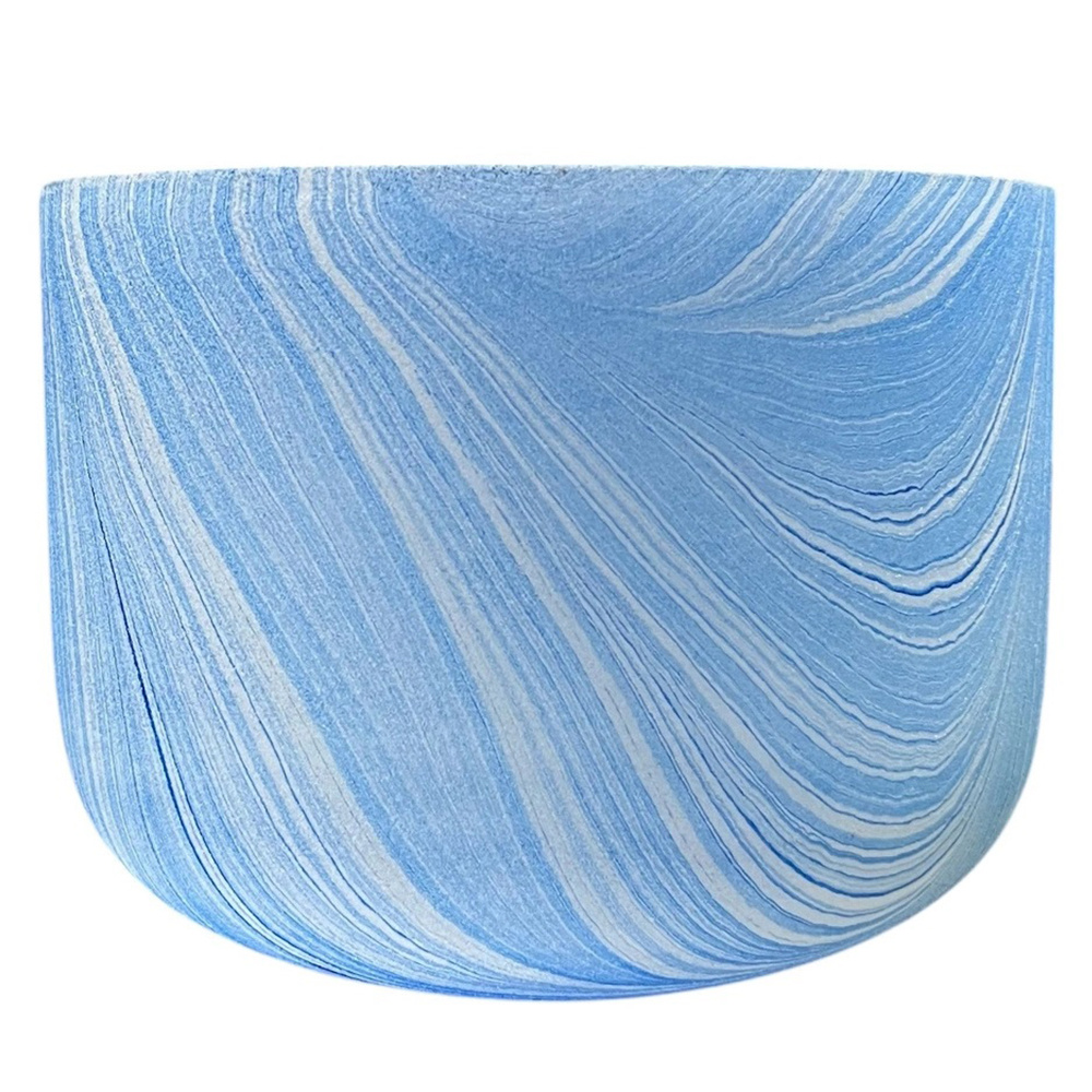 YOGIXO Quartz Kristal Kase 432 Hz. 4 Oktav 8'' G-Sol Boğaz Çakrası - El Boyaması Alacalı Mavi