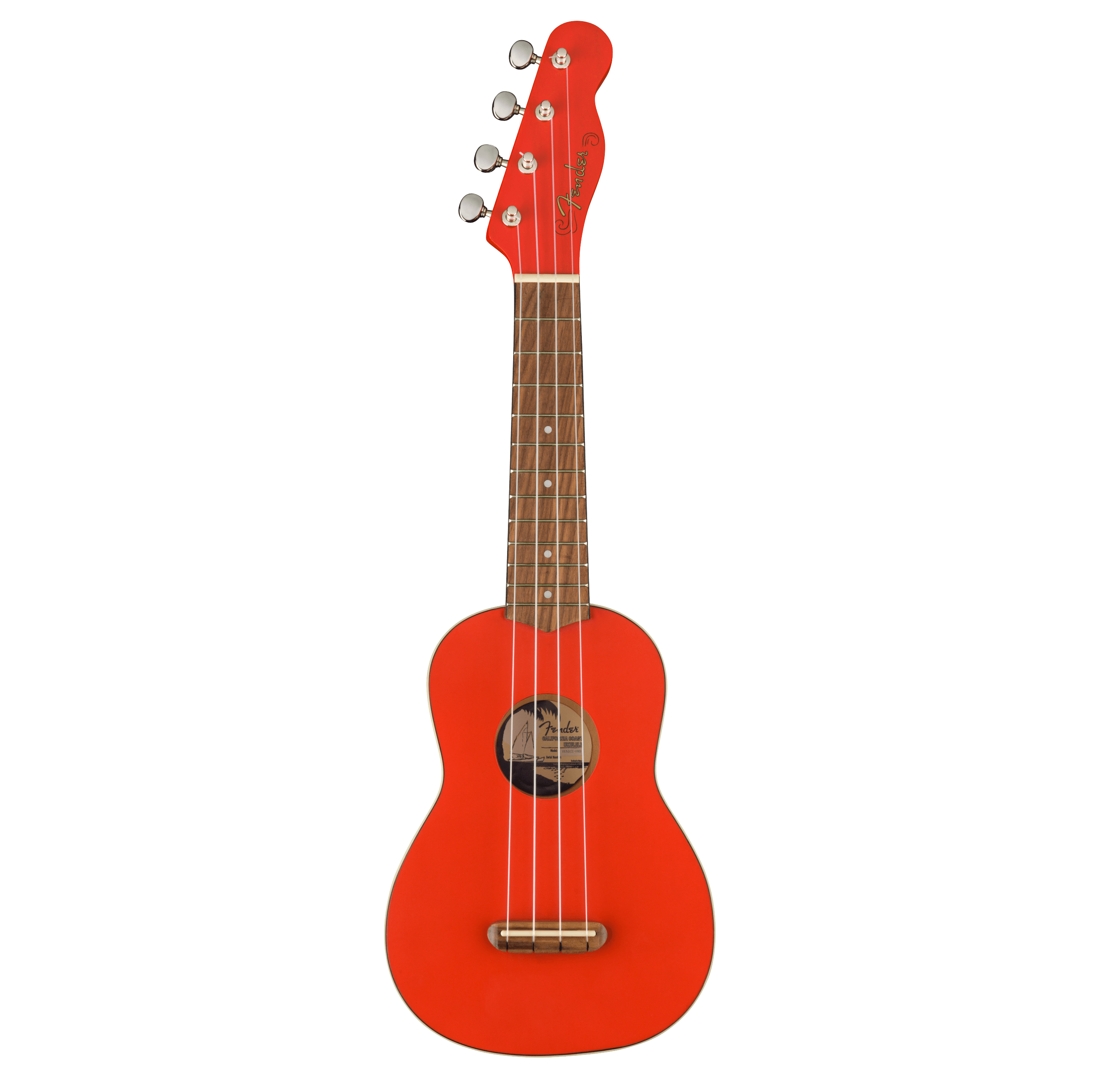Fender FSR Venice Soprano Ukulele Ceviz Klavye Fiesta Red