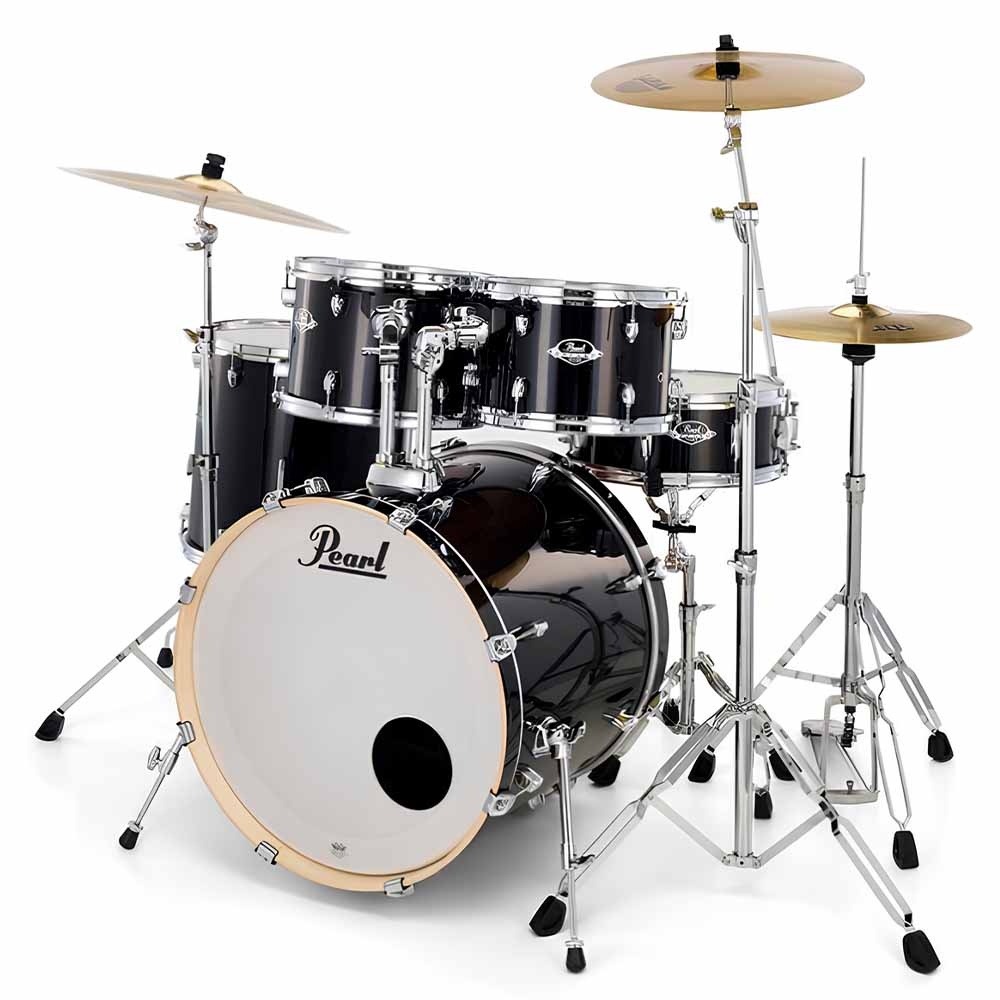 PEARL EXX725SBR/C31 Export EXX Jet Black 5 Parça (22B/10T/12T/16F/14S) Aksamlı ve Zilli Akustik Davul Seti