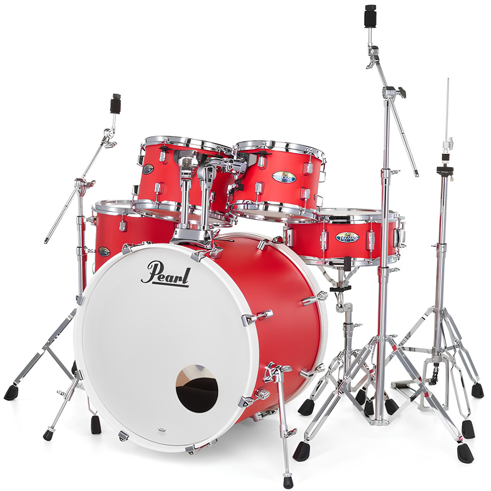 PEARL DMP905/C899 Decade Maple Matte Racing Red 5 Parça (20B/10T/12T/14F/14S) Aksamlı Akustik Davul Seti