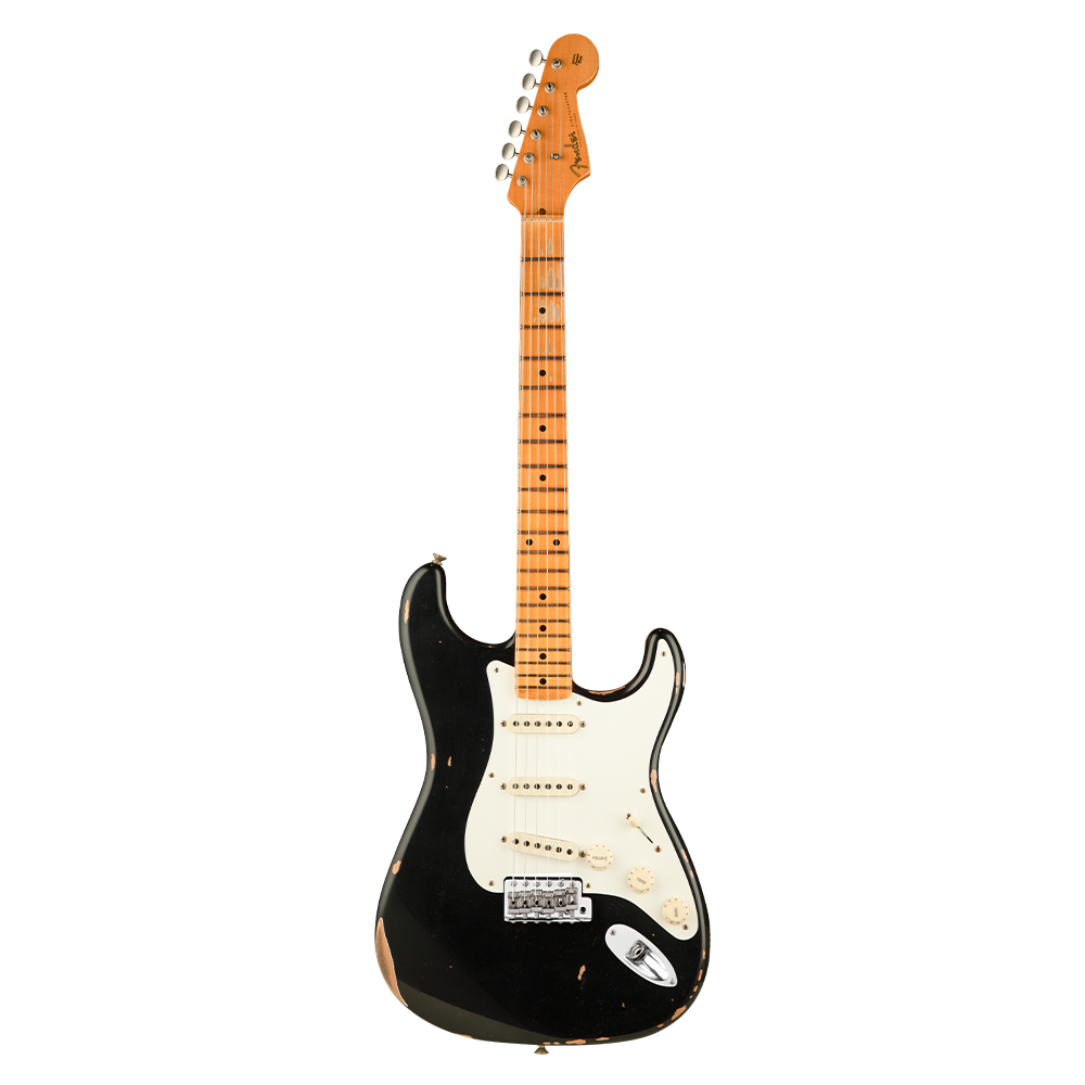 Fender Custom Shop Limited 1957 Stratocaster Relic Akçağaç Klavye Aged Black Elektro Gitar