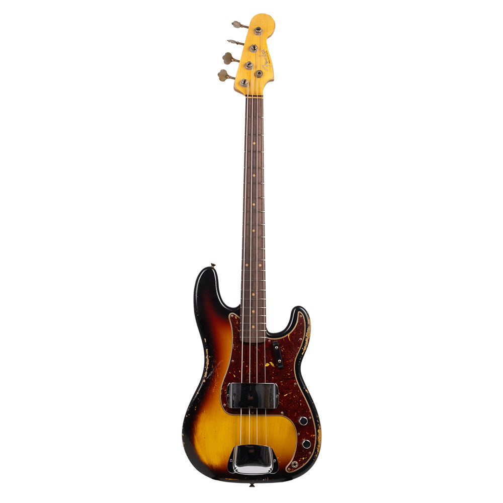 Fender Custom Shop Limited Edition 1963 Precision Bass Heavy Relic Faded Aged 3-Color Sunburst Bas Gitar