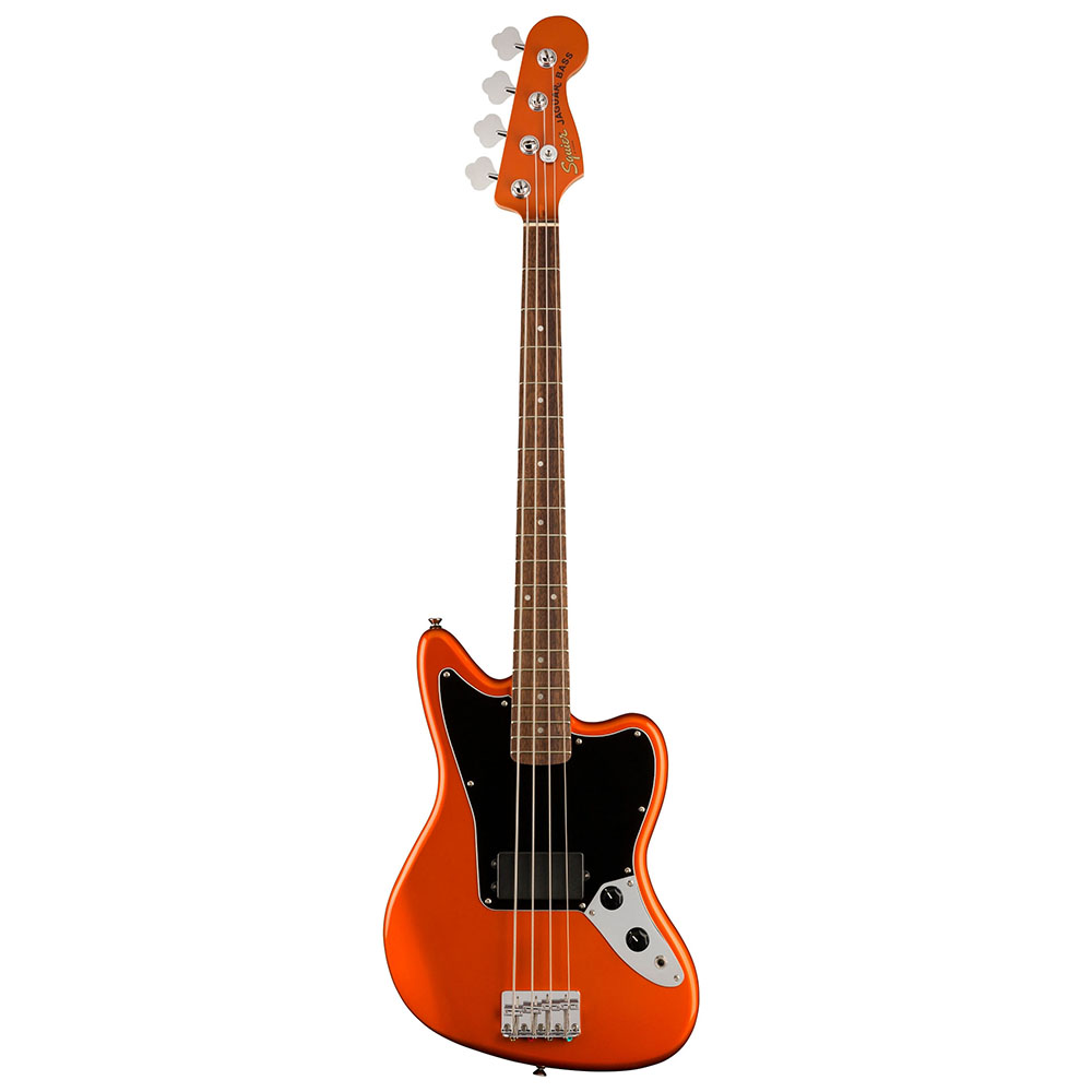 Squier FSR Affinity Jaguar Bass H Laurel Klavye Black PG Matching Headstock Metallic Orange Bas Gitar