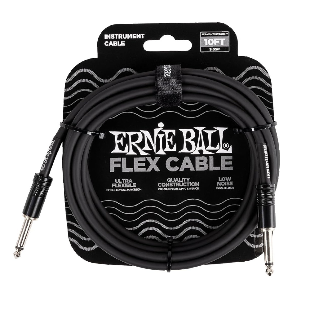 Ernie Ball Flex Düz/Düz Uçlu 3m Siyah Enstrüman Kablosu