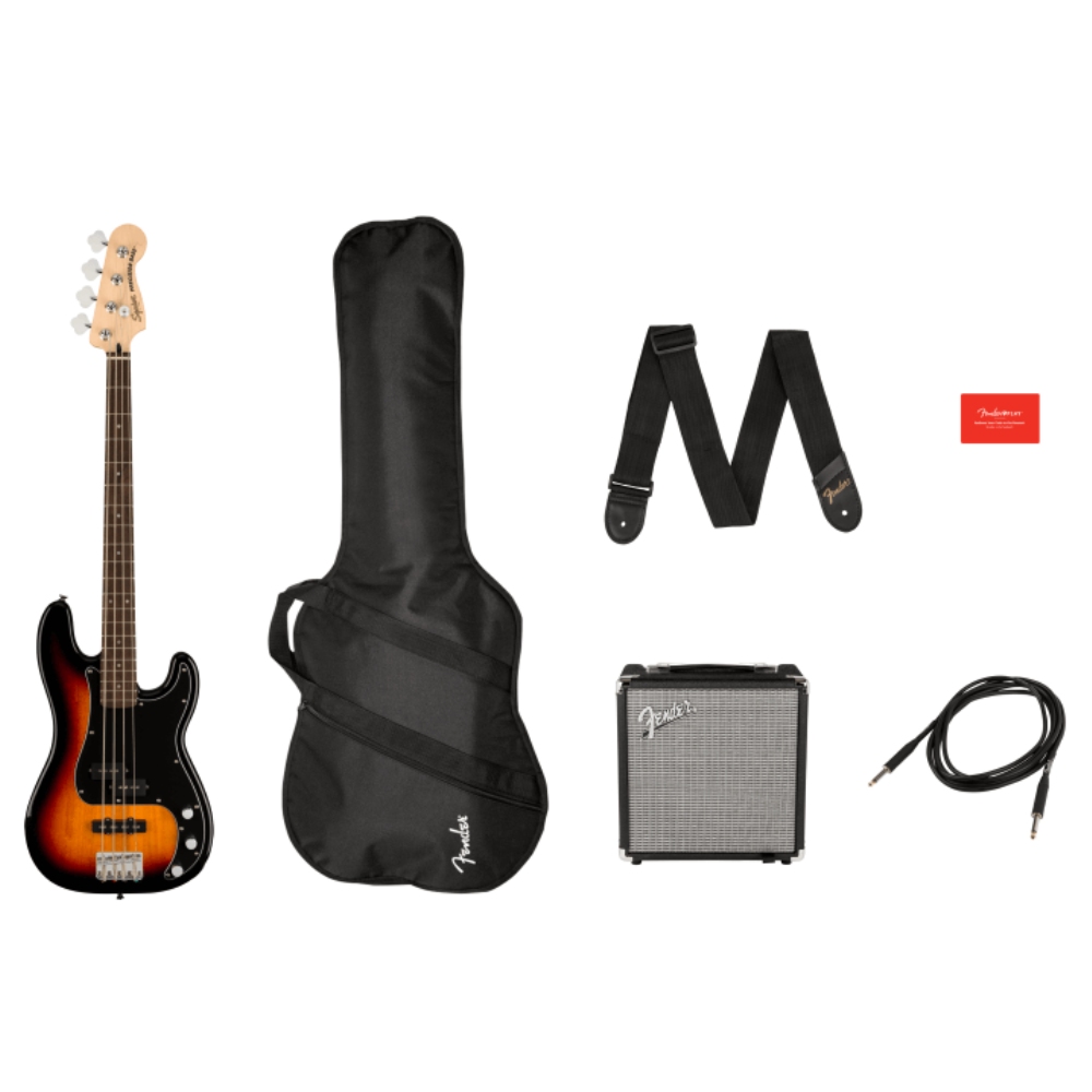 Squier Affinity Precision Bass PJ Laurel Klavye 3-Color Sunburst Rumble 15 Bas Gitar Seti
