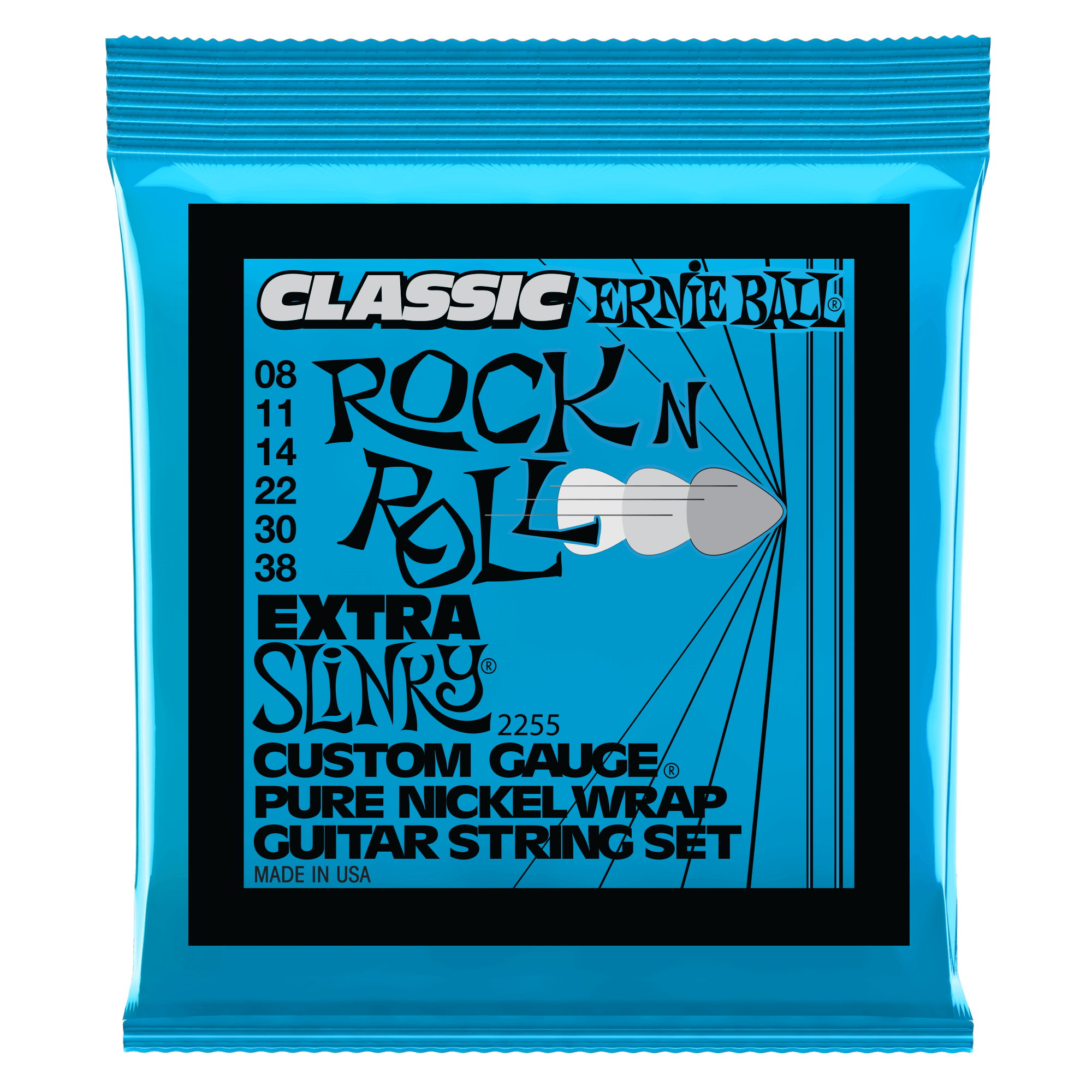 ERNIEBALL P02255 - Extra Slinky Classic Rock N Roll Pure Nickel Wrap 8-38 Elektro Gitar Teli