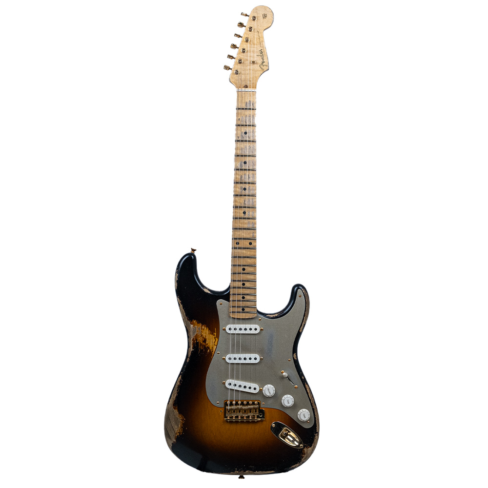 Fender Custom Shop Masterbuilt Dave Brown 50s Stratocaster Heavy Relic Wide Faded 2 Tone Sunburst Elektro Gitar