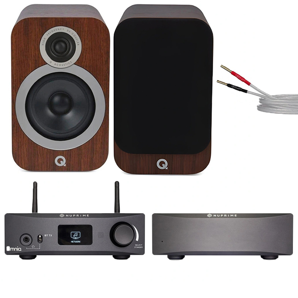 NuPrime Omnia Mini Set - Q Acoustics 3030i Walnut - QED XT25 3M. Hi-Fi Müzik Sistemi