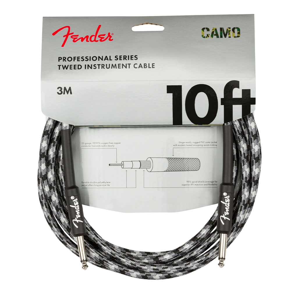 Fender Professional Series Cable Straight/Straight 10' Winter Camo Kablo