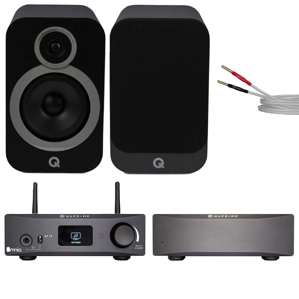 NuPrime Omnia Mini Set - Q Acoustics 3030i Black - QED XT25 3M. Hi-Fi Müzik Sistemi